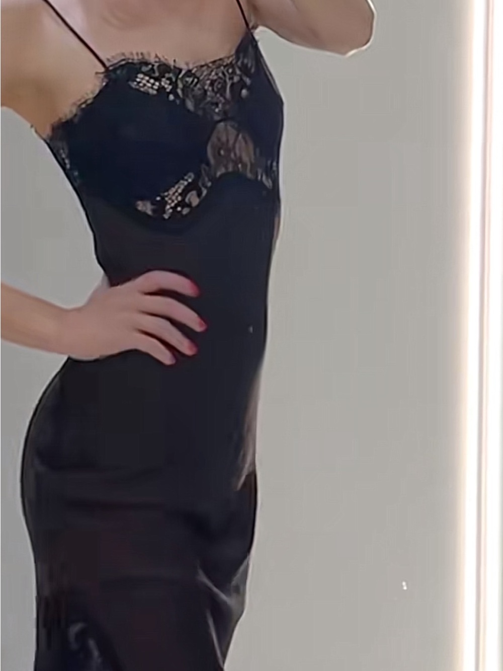 Zara Brown Lace-Trim Slip Dress - Picture 3 of 11